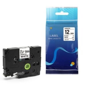 Bandă laminată UB-231 – 12mm x 8m – Negru pe alb