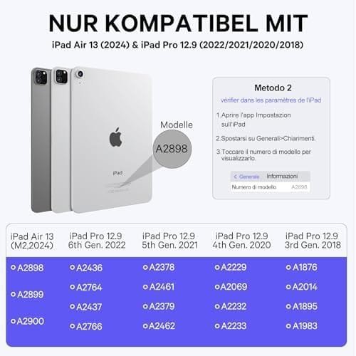 Tastatură wireless Earto pentru iPad Pro 12.9" (Generațiile 3–6) – Husă cu tastatură iluminată 3 zone, 7 culori, touchpad integrat, layout QWERTZ – Negru - imagine 10