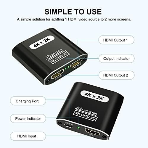 Spliter HDMI 1 Intrare 2 Ieșiri, 4K@30Hz pentru Monitoare Duble - imagine 4