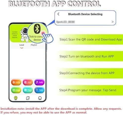 Afișaj LED Programabil Leadleds RGB – Panou cu Mesaje Derulante, Control prin Bluetooth și Aplicație, USB 5V, pentru Mașini, Taxiuri, Vitrine (23x5 cm) - imagine 5