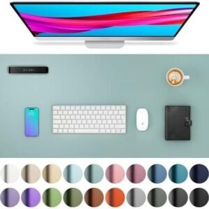 Aothia Protecție Birou din Piele, Perdea pentru Birou, Pad pentru Mouse, Suport pentru Birou din Piele PU Antiderapantă, Pad pentru Laptop, Pad pentru Scris Rezistent la Apă, pentru Birou și Acasă (Albastru Deschis, 80 x 40 cm)