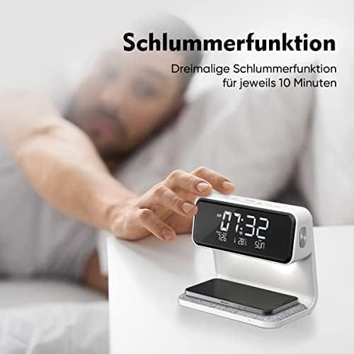 Lampă de noptieră WILIT 10 W cu funcție de încărcare, lumină de trezire, ceas de alarmă - imagine 4