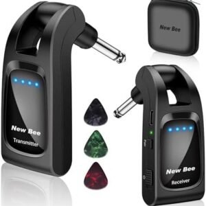 Sistem wireless pentru chitară 2.4 GHz cu 6 canale – Transmițător și receptor audio reîncărcabil pentru chitară electrică, bas și alte instrumente electrice