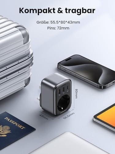 UGREEN Nexode Adaptor Anglia, Adaptor de Călătorie 30W cu USB-C Încărcare Rapidă, Adaptor de Călătorie 4-în-1 GaN pentru Irlanda, Scoția, Dubai, Maldive, Compatibil cu iPhone 15 Pro Max/15 - imagine 5