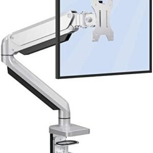 Braț monitor ErGear cu arc pe gaz pentru ecrane de 13”-32”, suport ergonomic pentru monitor, montaj pe birou, reglare pe înclinație 90°, rotație 180°, rotire 360°, VESA 75/100mm, greutate maximă 8 kg, argintiu