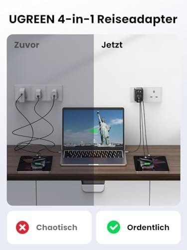 UGREEN Nexode Adaptor Anglia, Adaptor de Călătorie 30W cu USB-C Încărcare Rapidă, Adaptor de Călătorie 4-în-1 GaN pentru Irlanda, Scoția, Dubai, Maldive, Compatibil cu iPhone 15 Pro Max/15 - imagine 9