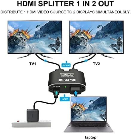Spliter HDMI 1 Intrare 2 Ieșiri, 4K@30Hz pentru Monitoare Duble - imagine 2