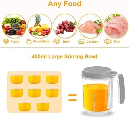 BEAR 2024 Aparat pentru hrană pentru bebeluși | Procesor de alimente pentru bebeluși, aburi, piure și blender, auto-gătire și măcinare | Maker pentru piure de alimente pentru bebeluși cu auto-curățare | Control tactil, alb - imagine 6