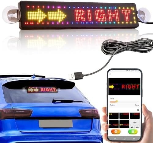 Afișaj LED Programabil Leadleds RGB – Panou cu Mesaje Derulante, Control prin Bluetooth și Aplicație, USB 5V, pentru Mașini, Taxiuri, Vitrine (23x5 cm) - imagine 3