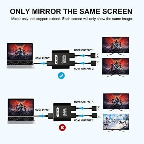 Spliter HDMI 1 Intrare 2 Ieșiri, 4K@30Hz pentru Monitoare Duble - imagine 5