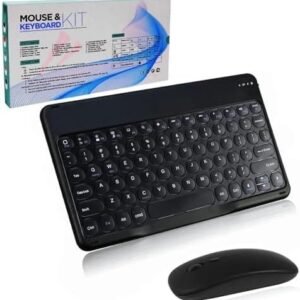 Set tastatură și mouse wireless, Bluetooth, reîncărcabil, compact, silențios, 10 inch – Compatibil cu PC, iPad, Tabletă, Mac, Android, Surface (Negru)