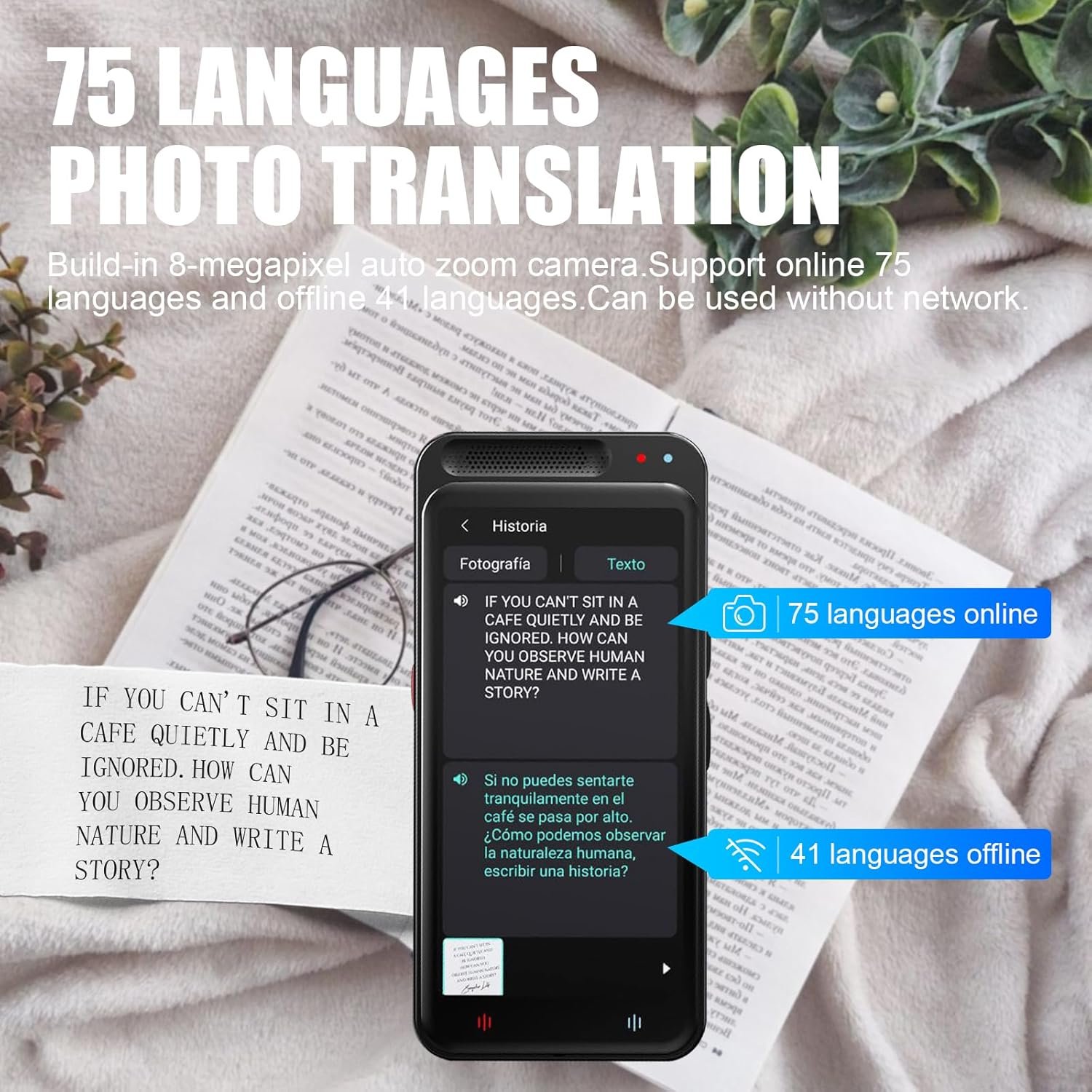 Traducător vocal Ubetter – 139 limbi online & 17 offline, ecran mare de 5.0", autonomie extinsă, ideal pentru călătorii și afaceri - imagine 4