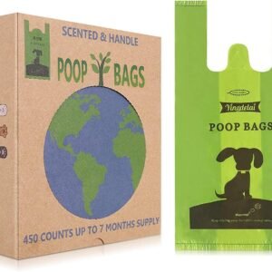 Yingdelai Pungi Biodegradabile pentru Excremente de Câine cu Mânere pentru Legare Ușoară - Pachet de 450 Pungi