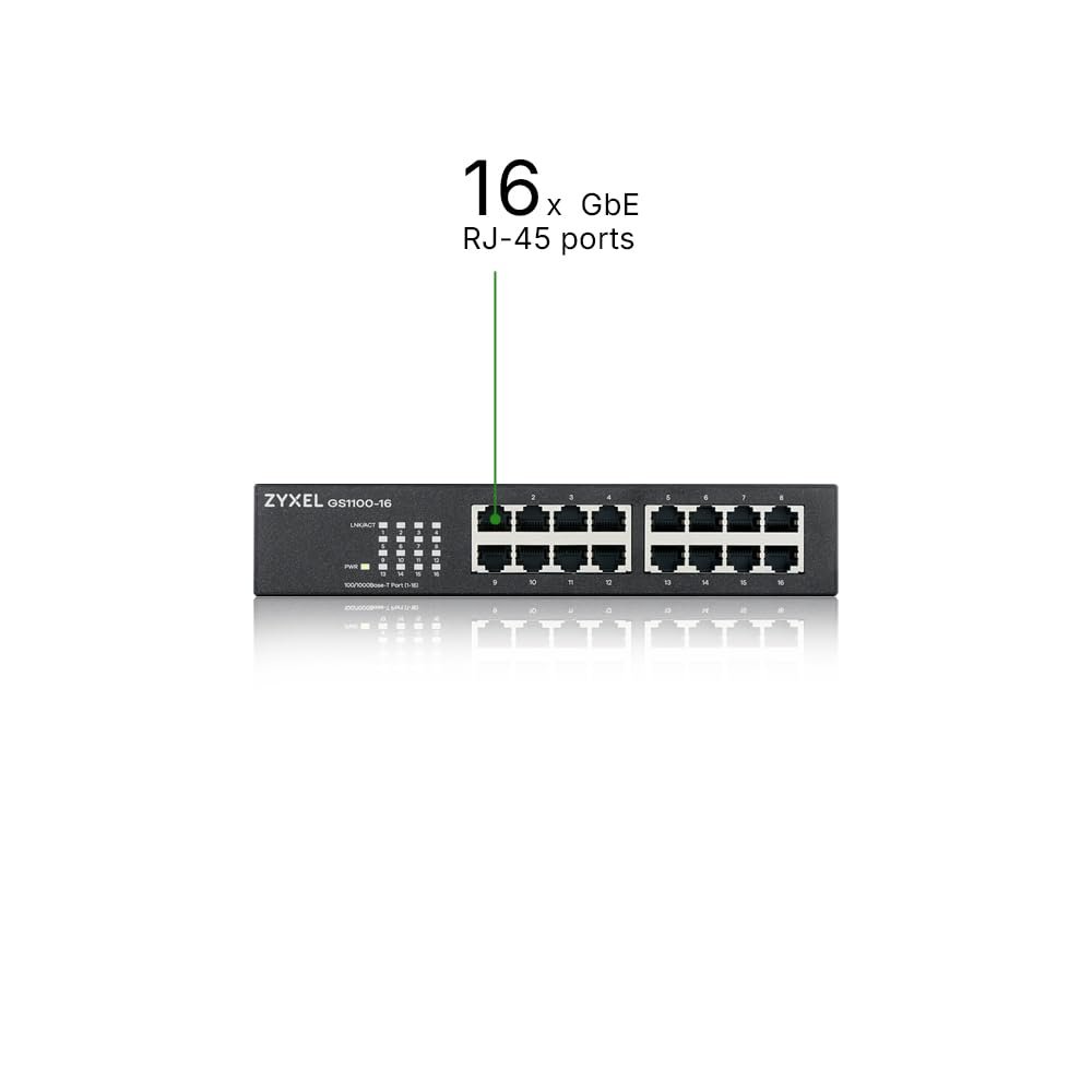 Switch ZyXEL GS1100-16-EU0103F, 16-Port Gigabit - imagine 3