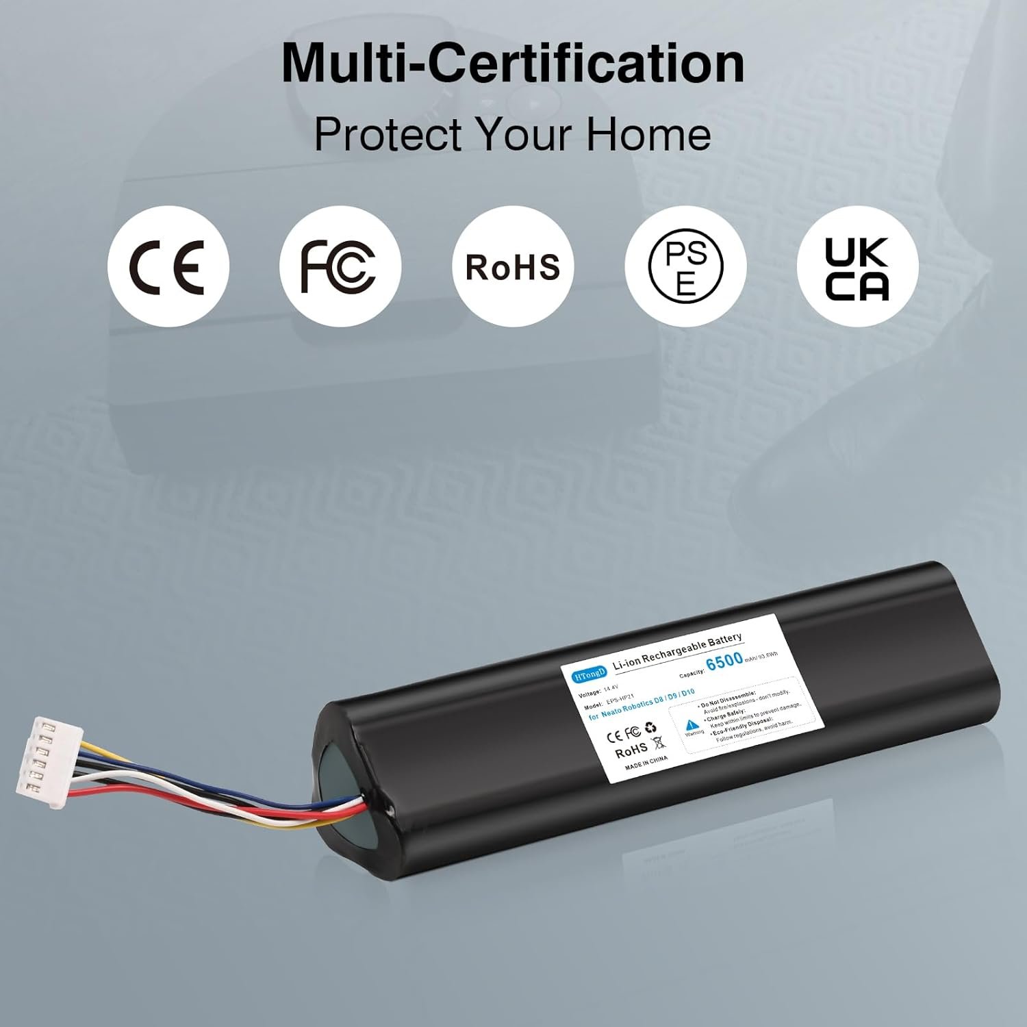 Baterie de înlocuire HTongD 14,4 V Li‑ion 6500 mAh pentru Neato D8 / D9 / D10 - imagine 4