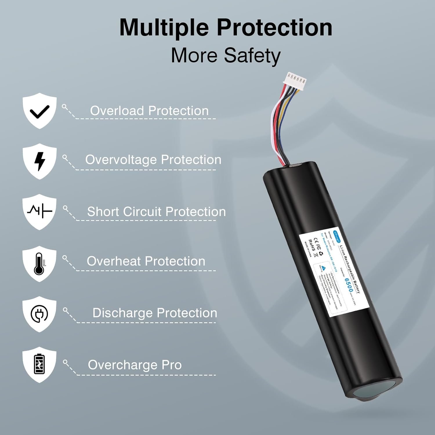 Baterie de înlocuire HTongD 14,4 V Li‑ion 6500 mAh pentru Neato D8 / D9 / D10 - imagine 5