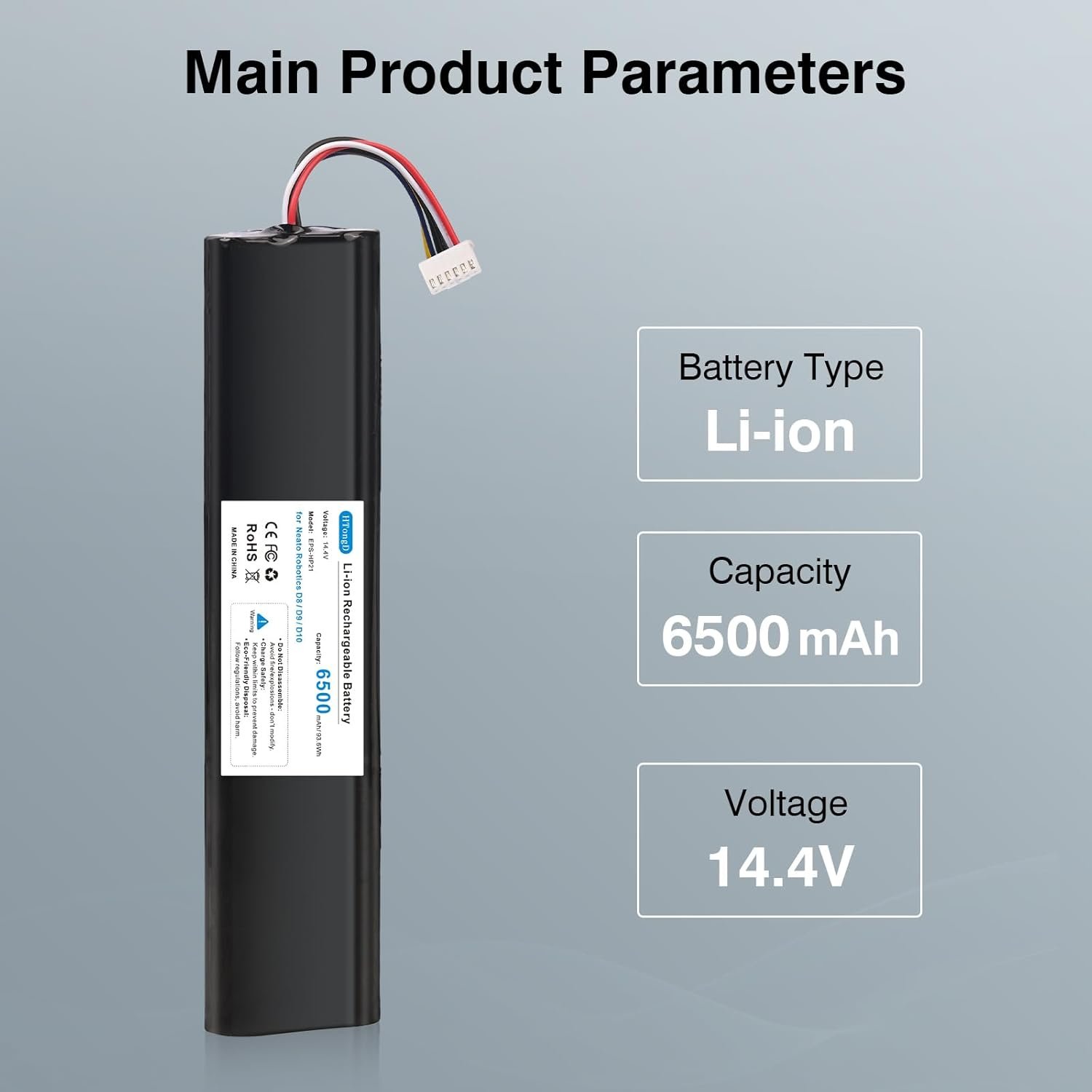 Baterie de înlocuire HTongD 14,4 V Li‑ion 6500 mAh pentru Neato D8 / D9 / D10 - imagine 3