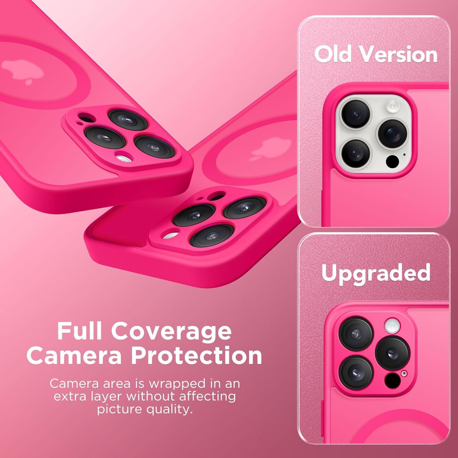 Husă CAPRARO Magnetică compatibilă cu iPhone 16 Pro, protecție completă a camerei, compatibilă cu MagSafe, spate mat translucid, pink - imagine 6