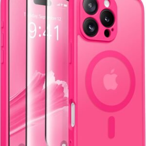 Husă CAPRARO Magnetică compatibilă cu iPhone 16 Pro, protecție completă a camerei, compatibilă cu MagSafe, spate mat translucid, pink