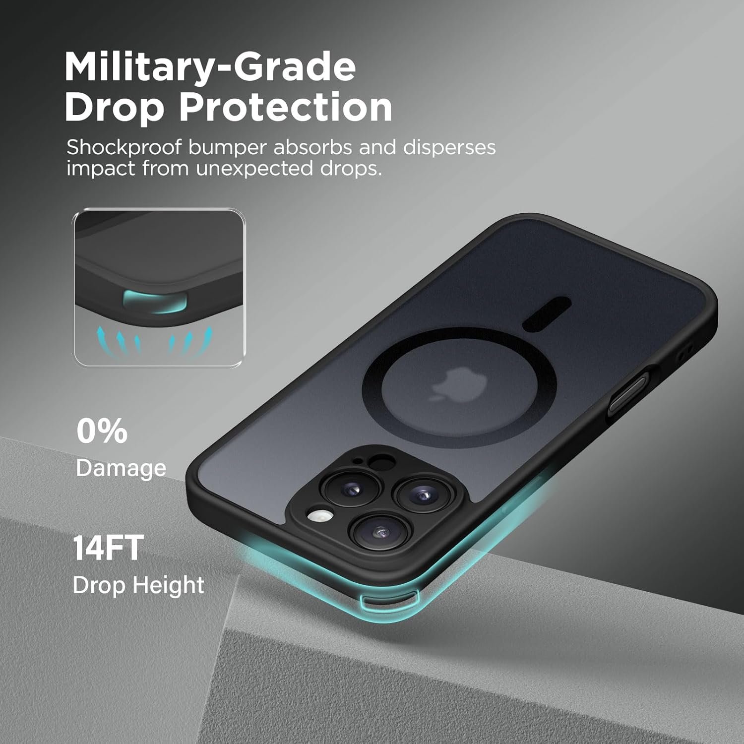 Husă CAPRARO Magnetică compatibilă cu iPhone 16 Pro, protecție completă a camerei, compatibilă cu MagSafe, spate mat translucid, negru - imagine 5