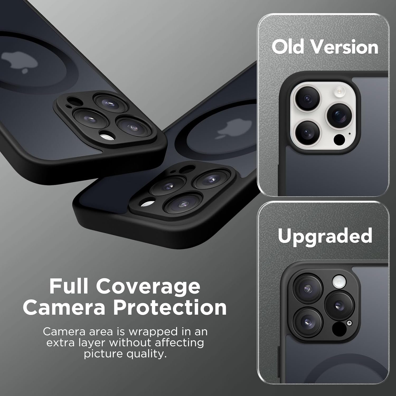 Husă CAPRARO Magnetică compatibilă cu iPhone 16 Pro, protecție completă a camerei, compatibilă cu MagSafe, spate mat translucid, negru - imagine 6