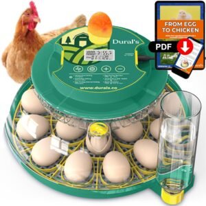 Dural’s DX5® – Incubator automat pentru ouă, certificat FCC & CE, cu întoarcere automată a ouălor și control al umidităţii – capacitate până la 18 ouă (găini, prepeliţe, raţe)