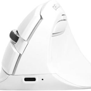Mouse Vertical Wireless DeLUX M618mini – Ergonomic, Silențios, BT 5.2 + USB, 6 Butoane, 4000 DPI, Reîncărcabil (Alb)