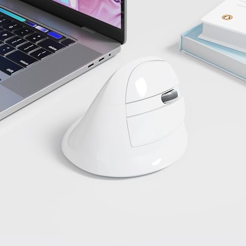 Mouse Vertical Wireless DeLUX M618mini – Ergonomic, Silențios, BT 5.2 + USB, 6 Butoane, 4000 DPI, Reîncărcabil (Alb) - imagine 8
