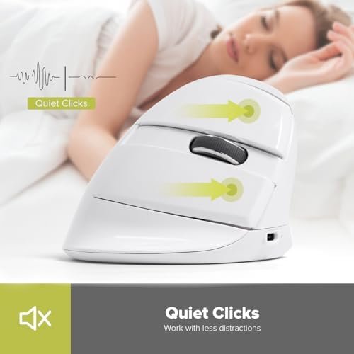 Mouse Vertical Wireless DeLUX M618mini – Ergonomic, Silențios, BT 5.2 + USB, 6 Butoane, 4000 DPI, Reîncărcabil (Alb) - imagine 5