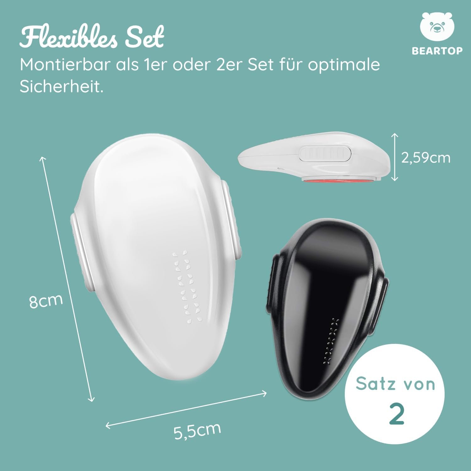 Beartop – Blocator usa cuptor sau masina de spalat vase pentru copii, blocare frontala, usor de instalat, adeziv 3M, 2 buc. - imagine 2