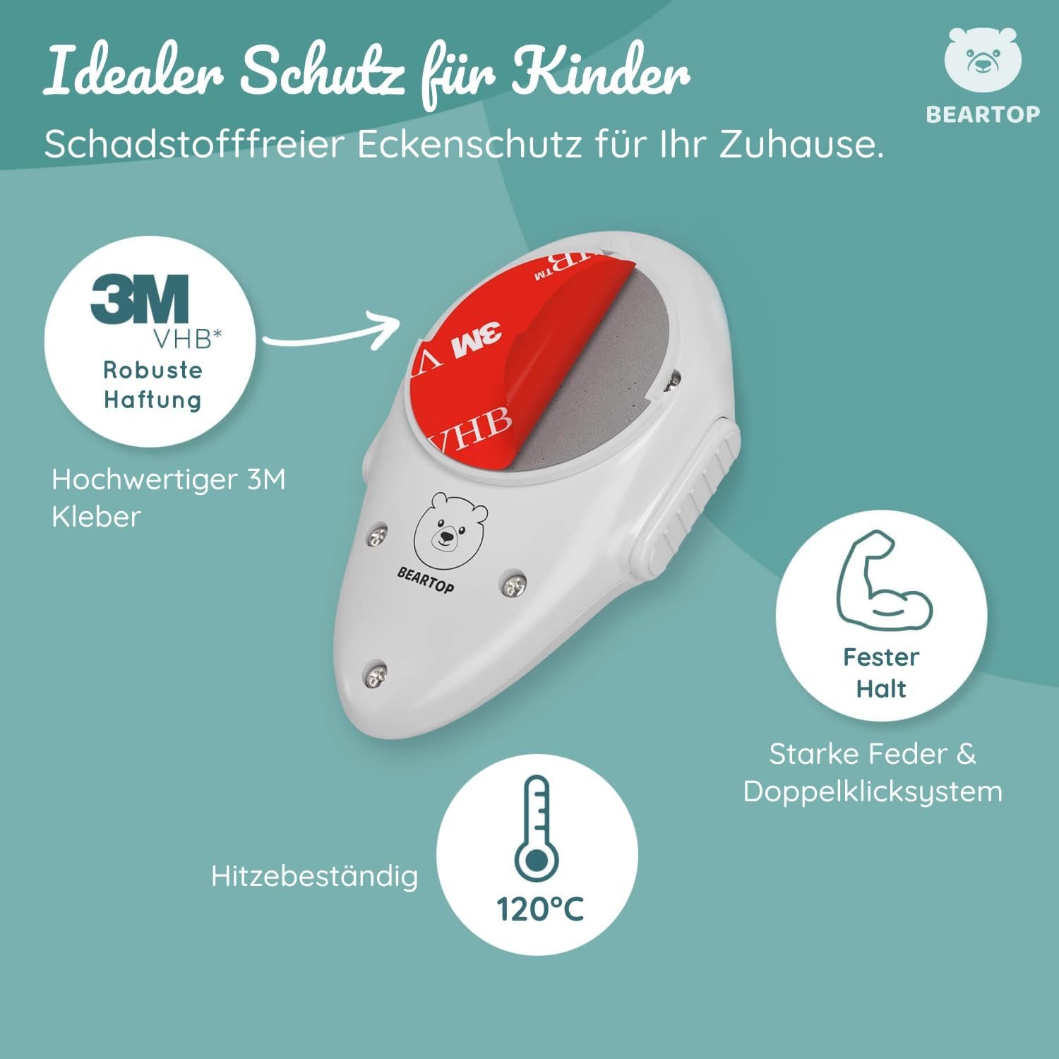 Beartop – Blocator usa cuptor sau masina de spalat vase pentru copii, blocare frontala, usor de instalat, adeziv 3M, 2 buc. - imagine 5