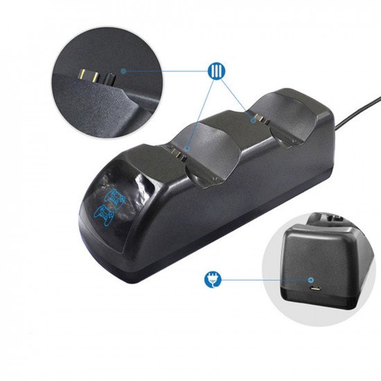 Stație dublă de încărcare pentru controller PS4 MIMD, dock charger pentru PlayStation 4 / PS4 Slim / PS4 Pro, indicator LED - imagine 5
