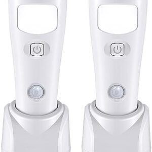 Set 2 lămpi LED cu priză și senzor de mișcare, lumină de veghe cu senzor crepuscular, lanternă 4-în-1 detașabilă, reîncărcabilă pentru pene de curent – Hiboom