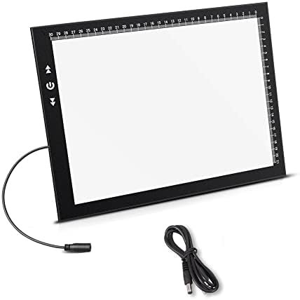 Tabletă luminoasă LED A4 pentru desen și copiere HSK, Light Pad cu luminozitate reglabilă pentru schițe, tatuaje, animație și Diamond Painting