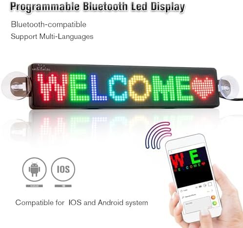 Panou LED RGB programabil cu text derulant, control Bluetooth prin aplicație, USB 5V, afișaj LED personalizabil pentru mașină, magazin, bar sau business – Leadleds - imagine 2