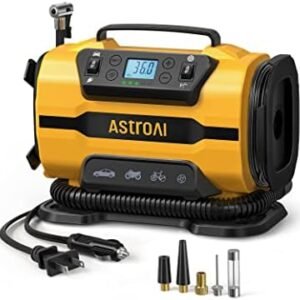 Compresor Auto Multifuncțional AstroAI 12V/220V, Pompa Aer Digitală 150 PSI cu Oprire Automată, LED și Funcție Umflare/Dezumflare pentru Mașină, Bicicletă și Saltele Gonflabile