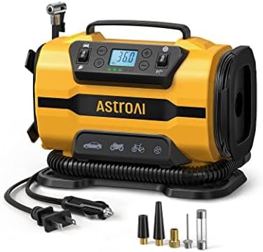 Compresor Auto Multifuncțional AstroAI 12V/220V, Pompa Aer Digitală 150 PSI cu Oprire Automată, LED și Funcție Umflare/Dezumflare pentru Mașină, Bicicletă și Saltele Gonflabile