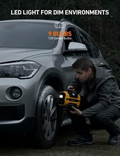 Compresor Auto Multifuncțional AstroAI 12V/220V, Pompa Aer Digitală 150 PSI cu Oprire Automată, LED și Funcție Umflare/Dezumflare pentru Mașină, Bicicletă și Saltele Gonflabile - imagine 6
