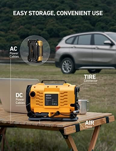 Compresor Auto Multifuncțional AstroAI 12V/220V, Pompa Aer Digitală 150 PSI cu Oprire Automată, LED și Funcție Umflare/Dezumflare pentru Mașină, Bicicletă și Saltele Gonflabile - imagine 7