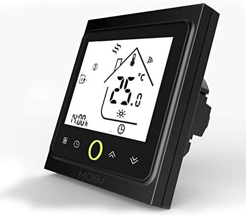 Termostat inteligent WiFi MOES pentru încălzire pe apă/gaz, control prin aplicație Tuya Smart Life, programabil, compatibil Alexa & Google Home