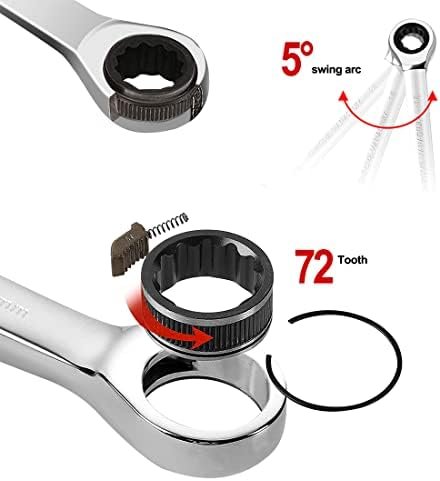 Set chei combinate cu clichet 8–19 mm, 72 dinți, din oțel Chrome Vanadium, în husă rulabilă – AIRAJ - imagine 3
