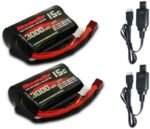 Baterie RC RoaringTop 7.4V 2S Li-ion 3000mAh cu T-Plug, acumulator reîncărcabil pentru mașini RC + 2 încărcătoare USB