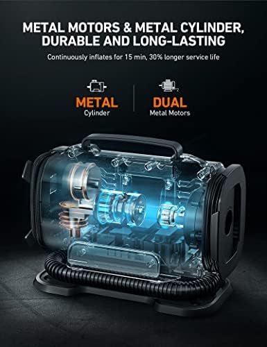 Compresor Auto Multifuncțional AstroAI 12V/220V, Pompa Aer Digitală 150 PSI cu Oprire Automată, LED și Funcție Umflare/Dezumflare pentru Mașină, Bicicletă și Saltele Gonflabile - imagine 3