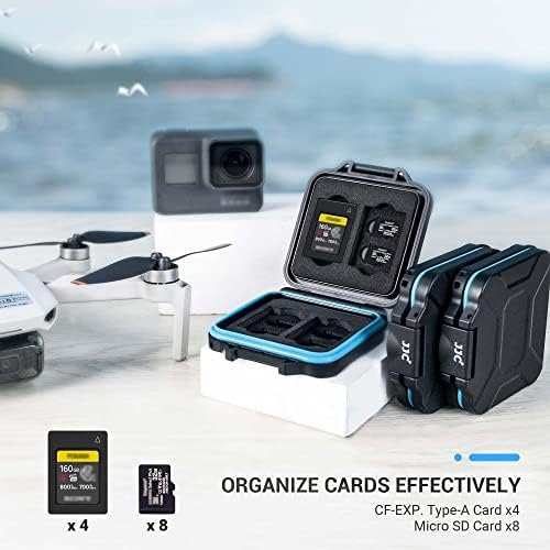 Cutie portabilă JJC pentru carduri de memorie, 12 sloturi – 4× CFexpress Type A + 8× MicroSD, rezistentă la apă și șocuri - imagine 2