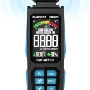 Detector EMF DURFICST EMF02R-EU – aparat profesional pentru măsurarea radiațiilor electromagnetice RF/EF/MF cu display digital și baterie reîncărcabilă