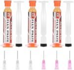 Set 3x Flux de lipire ALLECIN AEC-808 10ml fără plumb pentru electronică, PCB, SMD și reparații DIY cu aplicator tip seringă