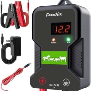 Generator electric pentru gard electric 12KV, energizator 2 Jouli cu LED indicator, rază până la 15 km, protecție animale sălbatice pentru ferme și grădini