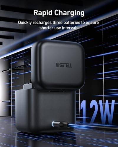 Kit încărcător triplu cu 2 baterii pentru GoPro Hero 12 / 11 / 10 / 9 Black, stație încărcare Type-C compatibilă baterii originale – TELESIN - imagine 3