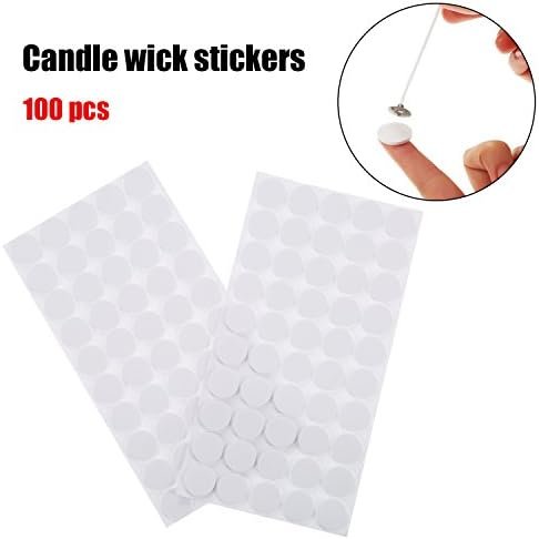 Fitiluri pentru lumânări DIY Hestya – Set 100 fitiluri ceruite preasamblate cu 100 autocolante dublu adezive și 1 suport metalic pentru centrare, 10 cm & 15 cm - imagine 3