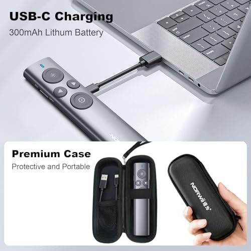 Telecomandă pentru prezentări NORWII cu pointer digital, highlight și zoom, presenter wireless cu mouse integrat și memorie USB 32GB – USB-A - imagine 6